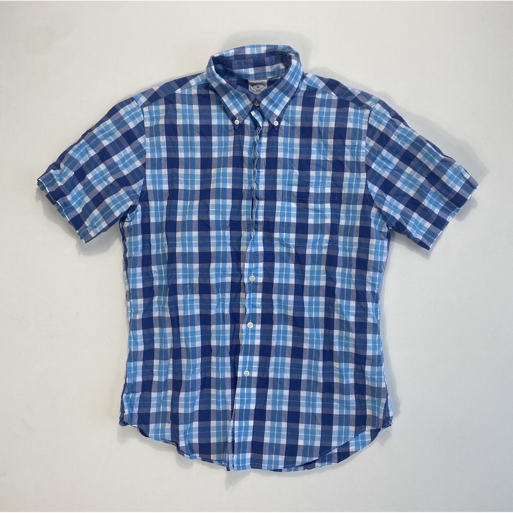 Brooks Brothers Regent Casual Button Down Shirt Men's Medium Blue Plaid Modern
